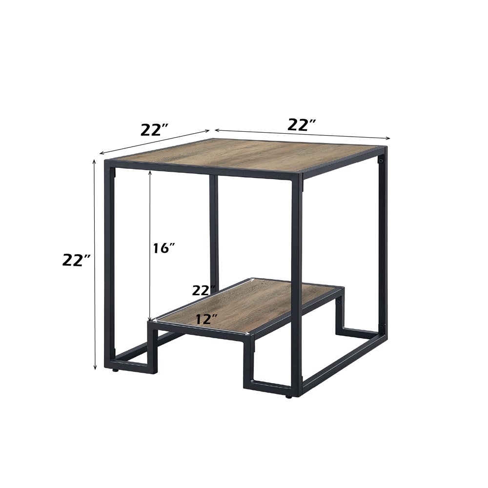 Idella End Table, Rustic Oak & Black
