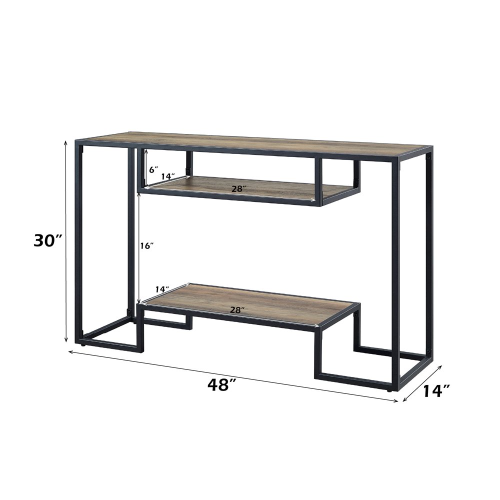 Idella Sofa Table, Rustic Oak & Black