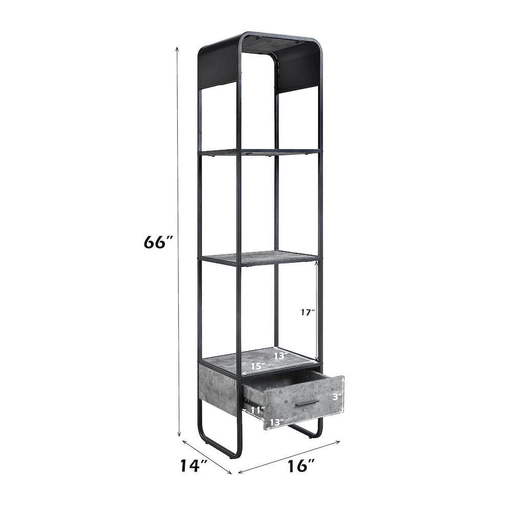 Raziela TV Stand Side Pier, Concrete Gray & Black