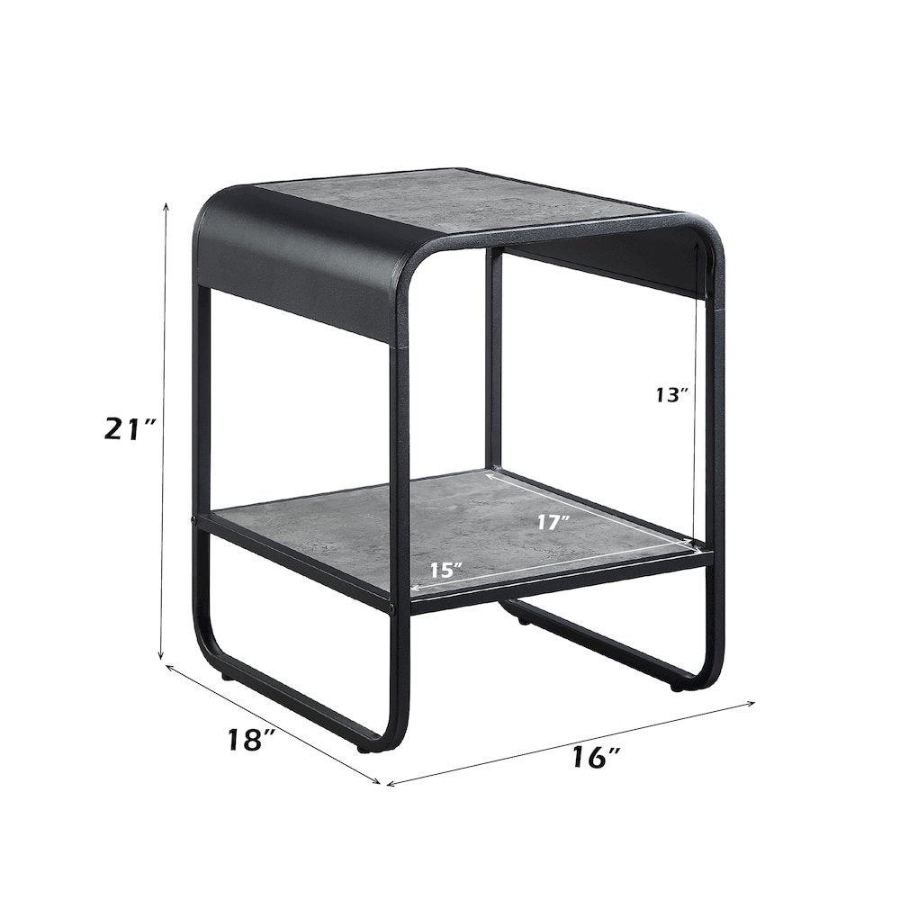 Raziela End Table, Concrete Gray & Black
