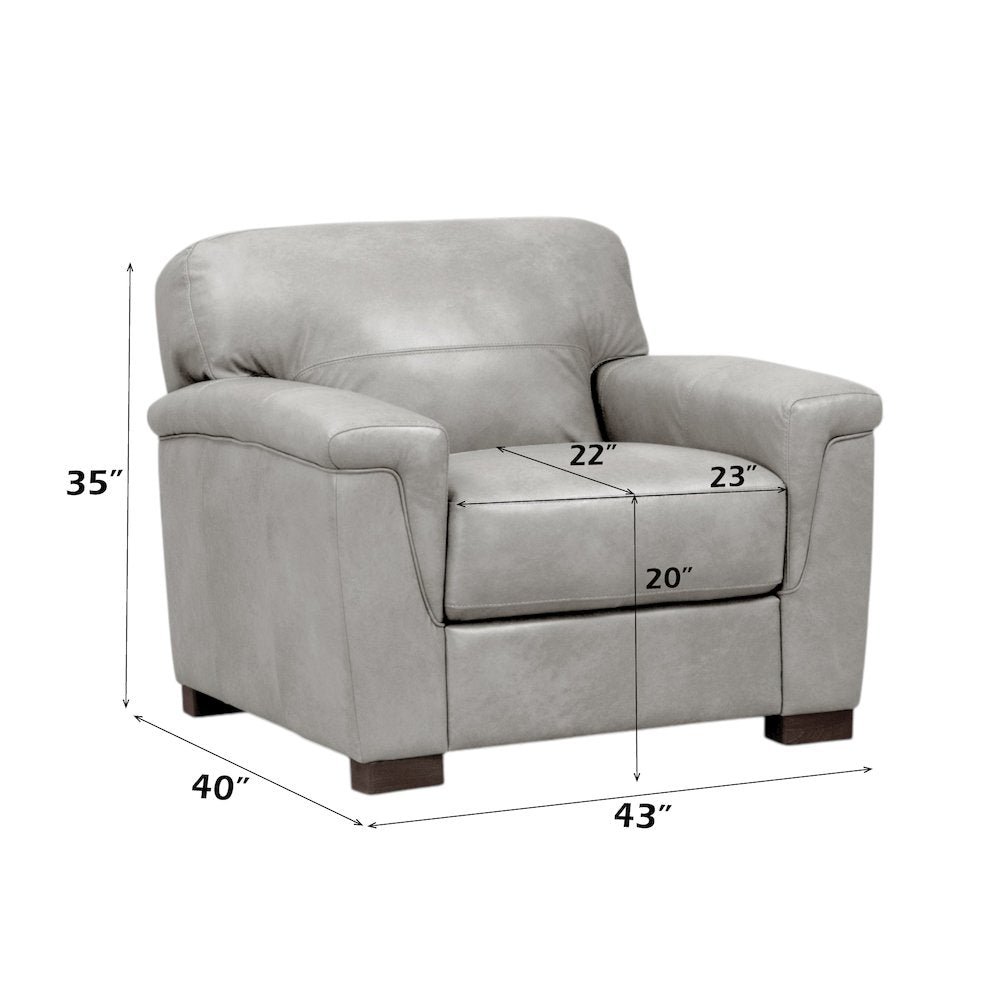 Cornelia Chair, Pearl Gray Top Grain Leather