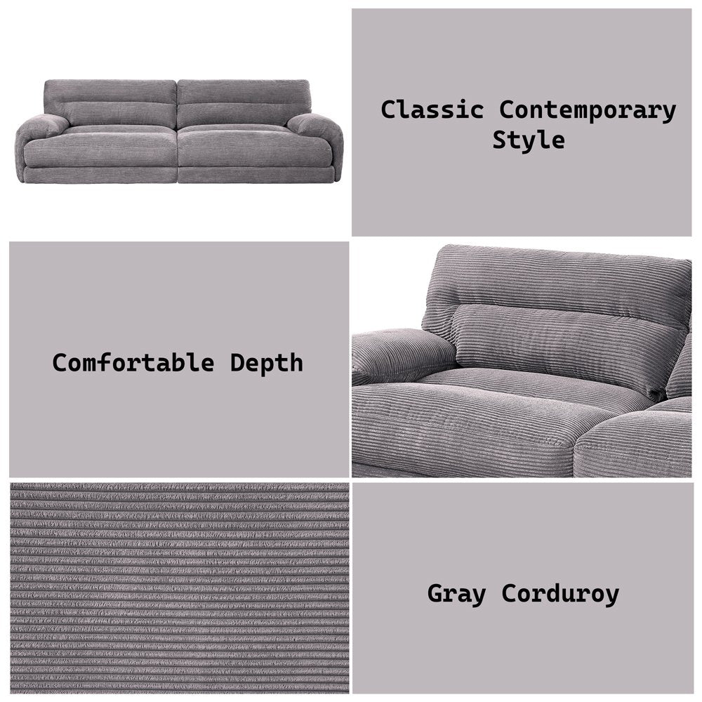 Cadenza Sofa, Gray Corduroy
