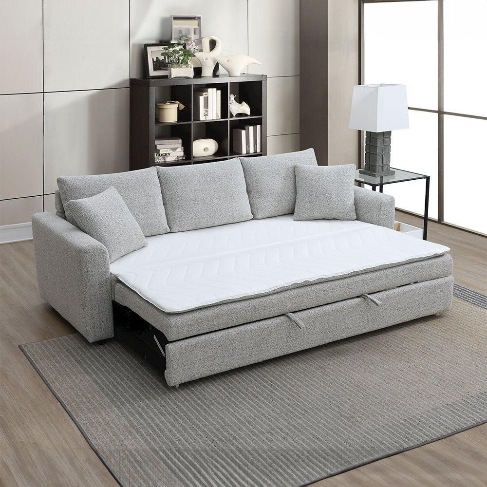 Connie Sofa w/Sleeper & 2 Pillows (Full), Gray Boucle