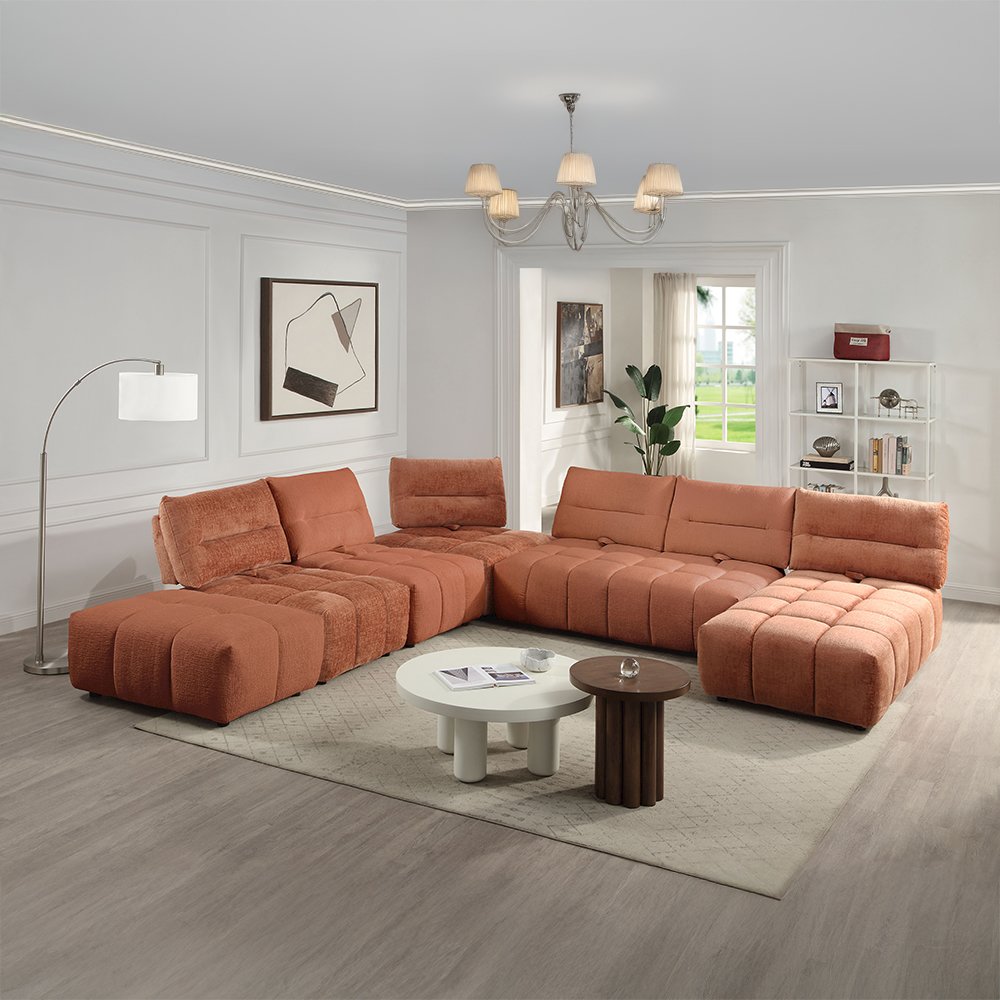 Loanna Modular - Loveseat, Coral Red Linen