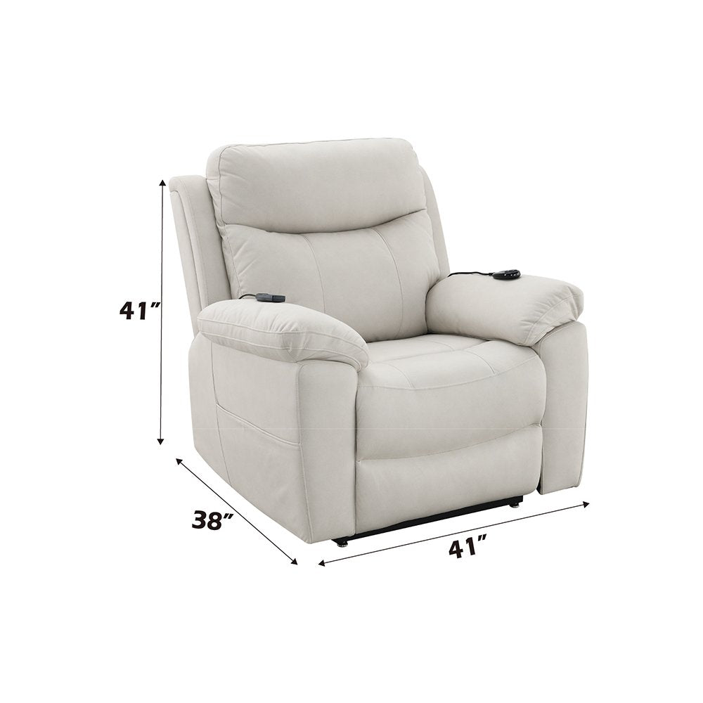 Chriki Power Recliner w/Lift & Heating & Massage, Beige Polished Microfiber