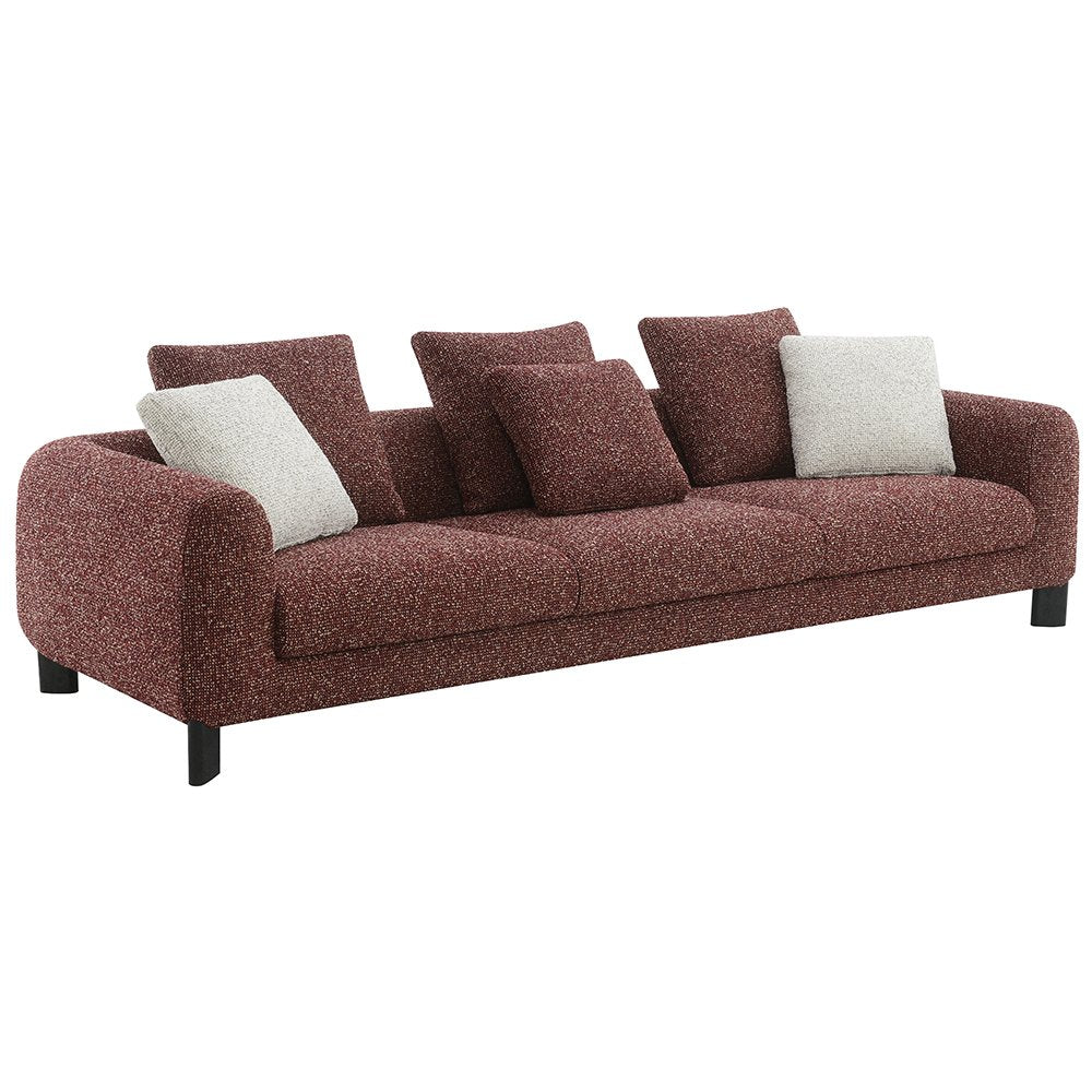 Mardi Sofa w/6 Pillows, Maroon Tweed