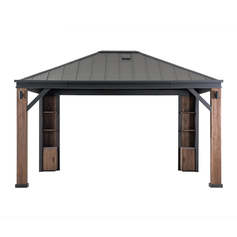 Sunjoy 12 x 14 ft Hardtop Gazebo with LED Lighting and Bluetooth Sound