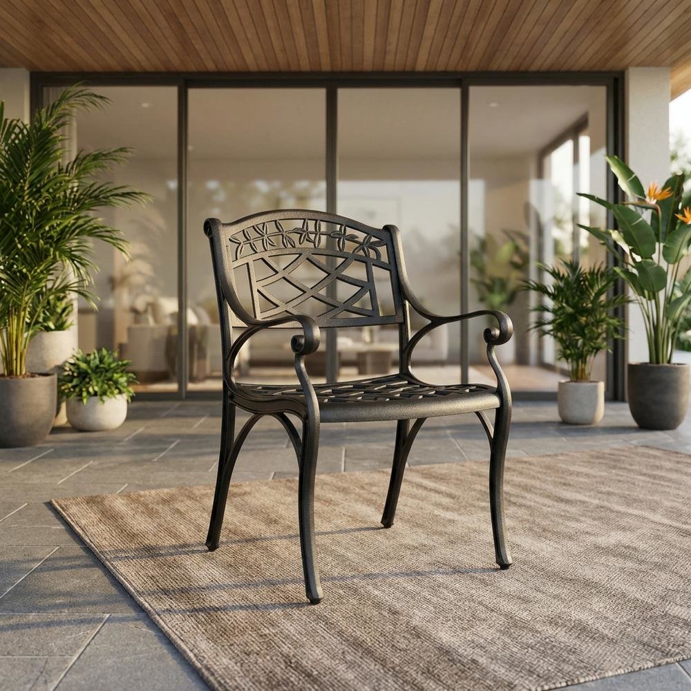 Outdoor dining chairs set with comfortable armrests and durable build