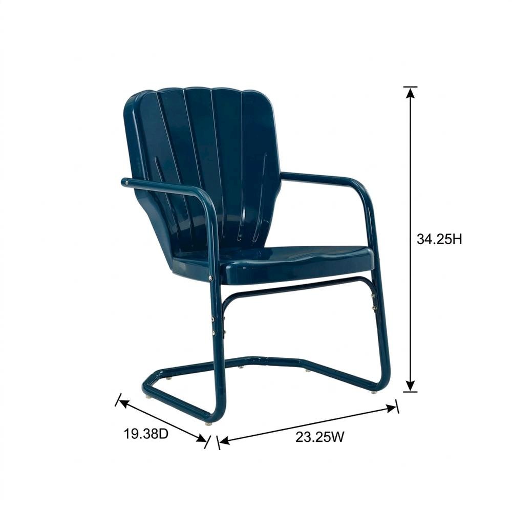 Navy Outdoor Chair Set with Armrest and Sturdy Frame for Patio Dining
