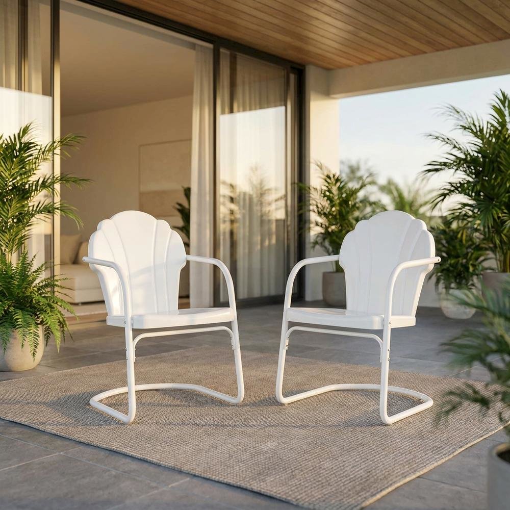 White Tulip 2-Piece Outdoor Chair Set with Modern Design