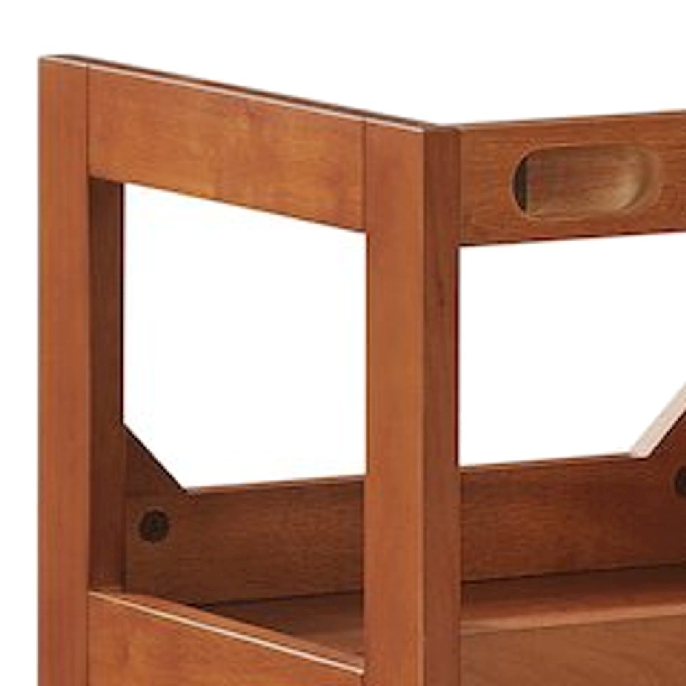 FurniFact Entertainment Center with Vinyl Record Storage Stand, Walnut