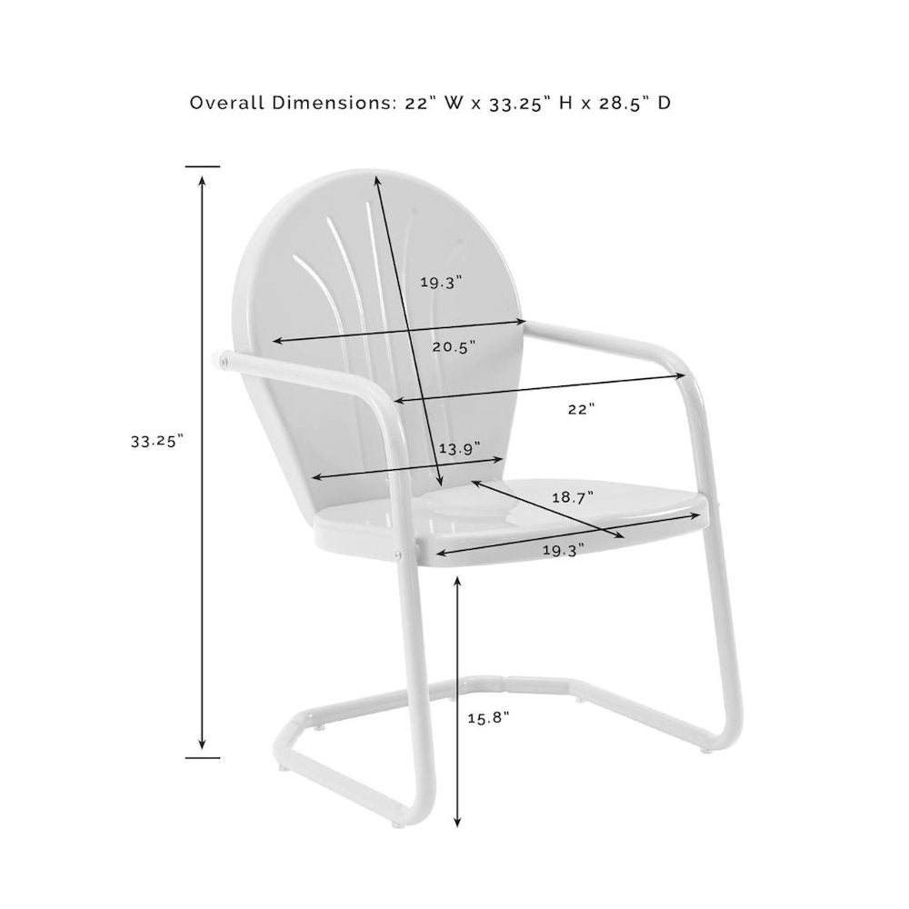 White Metal Patio Chair with Gloss Finish – Decorative Retro Style