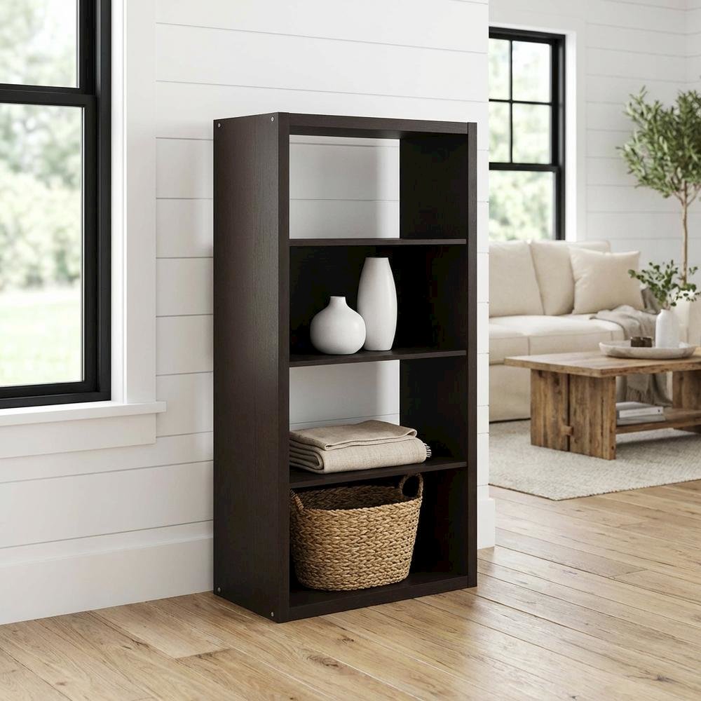 Engineered Wood bookcase with sturdy construction and classic design