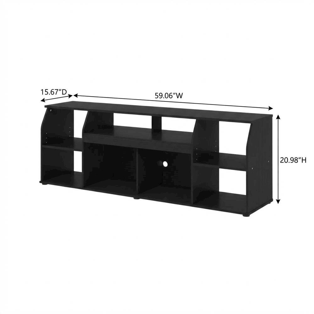 Large Engineered Wood media console with LED lighting for TV up to 65 inches