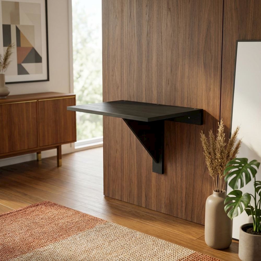 Brown, Wall Mounting Folding Table, Folding Design, Wall Mounted