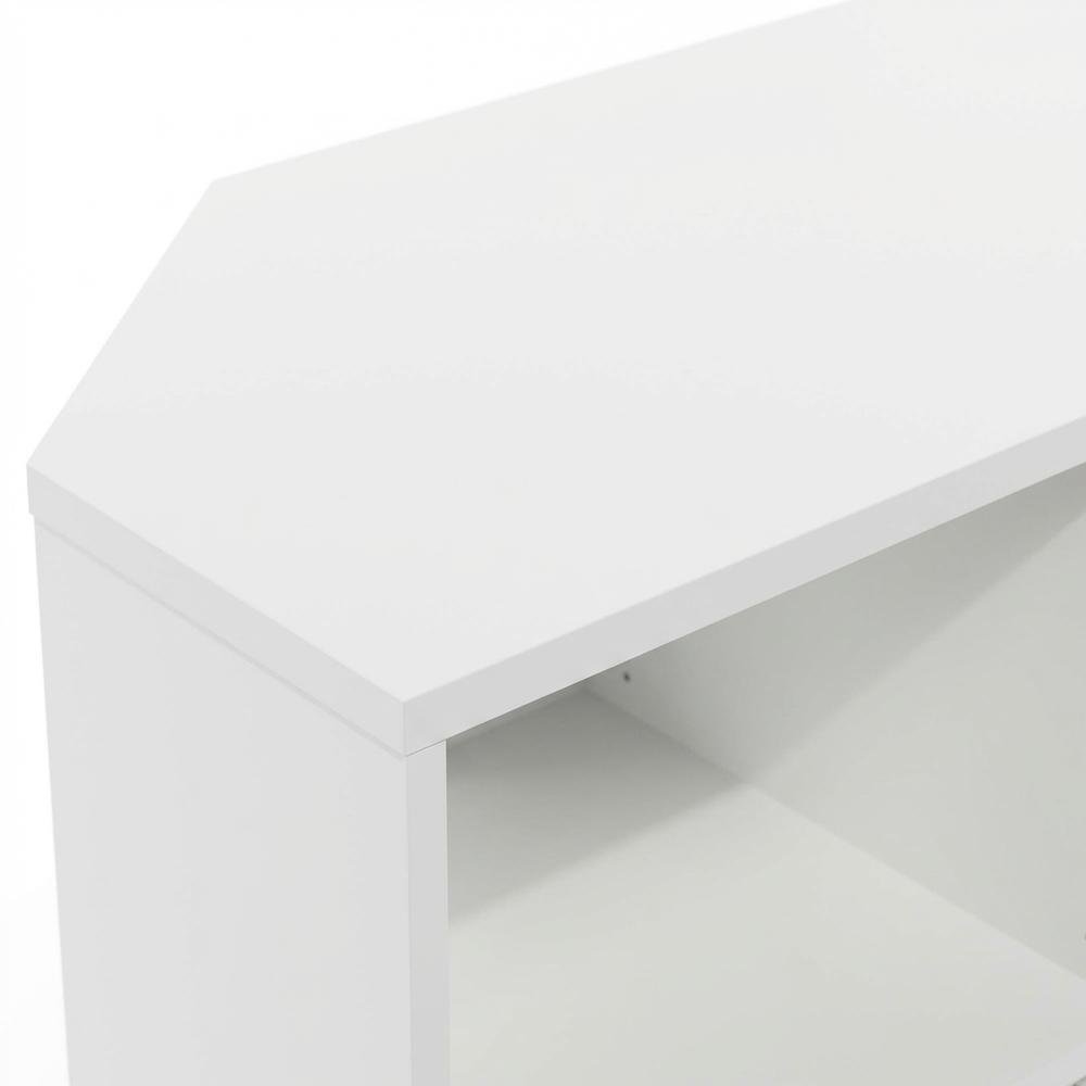 Corner Fireplace TV Stand with 4 Open Storage Compartments in Wood Finish