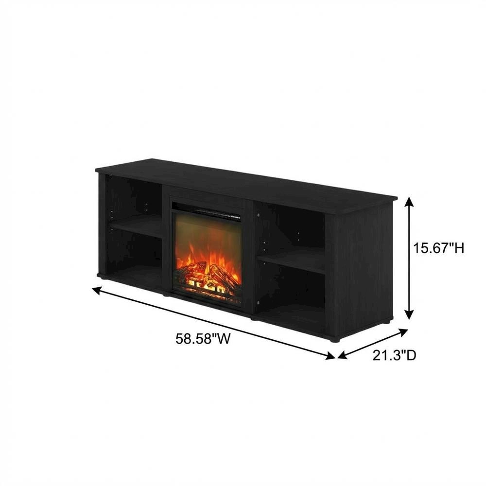 Engineered Wood TV stand, fireplace, Americano finish, modern design