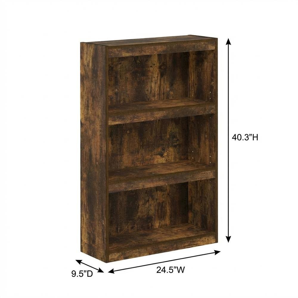 3-Tier Adjustable Shelf Bookcase with Space-Saving Design