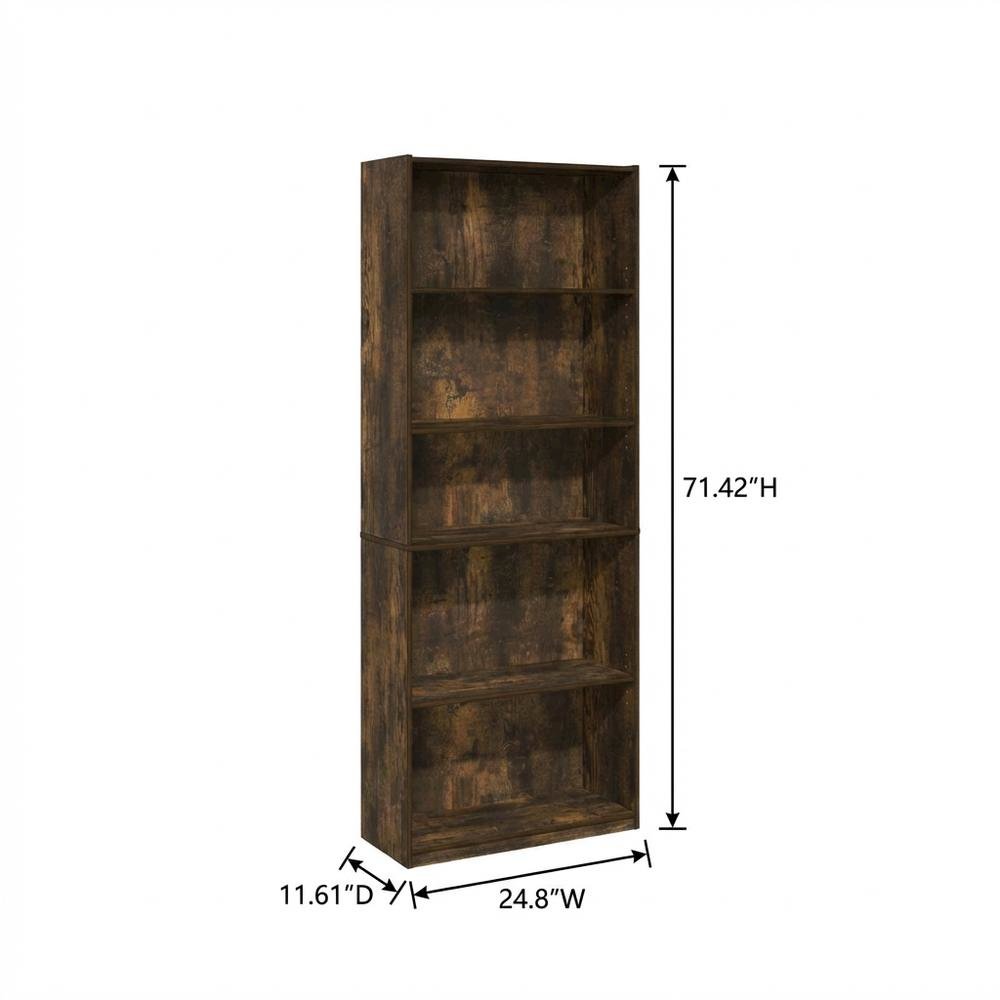 Engineered Wood Bookcase in Finish with Open Shelves for Living Room Storage