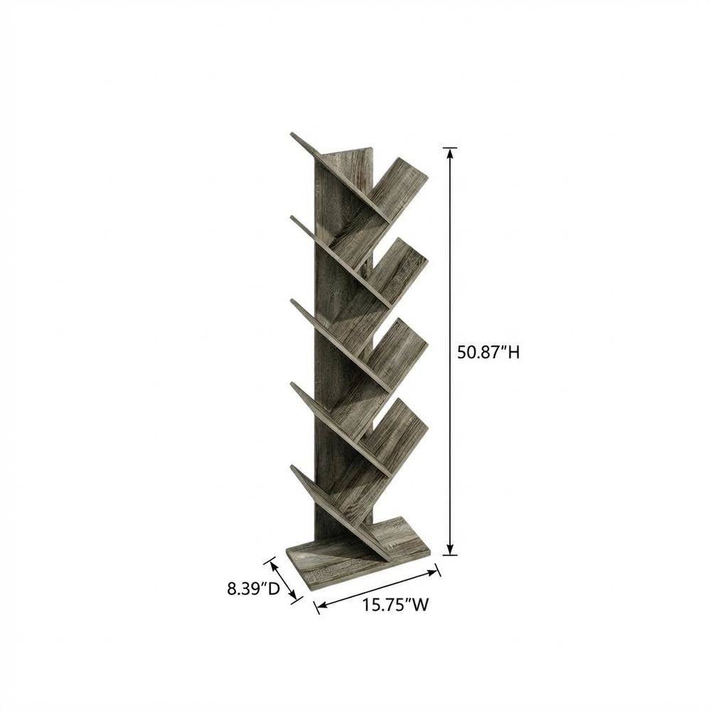9-Tier Floor Standing Bookcase with Sturdy Engineered Wood Construction