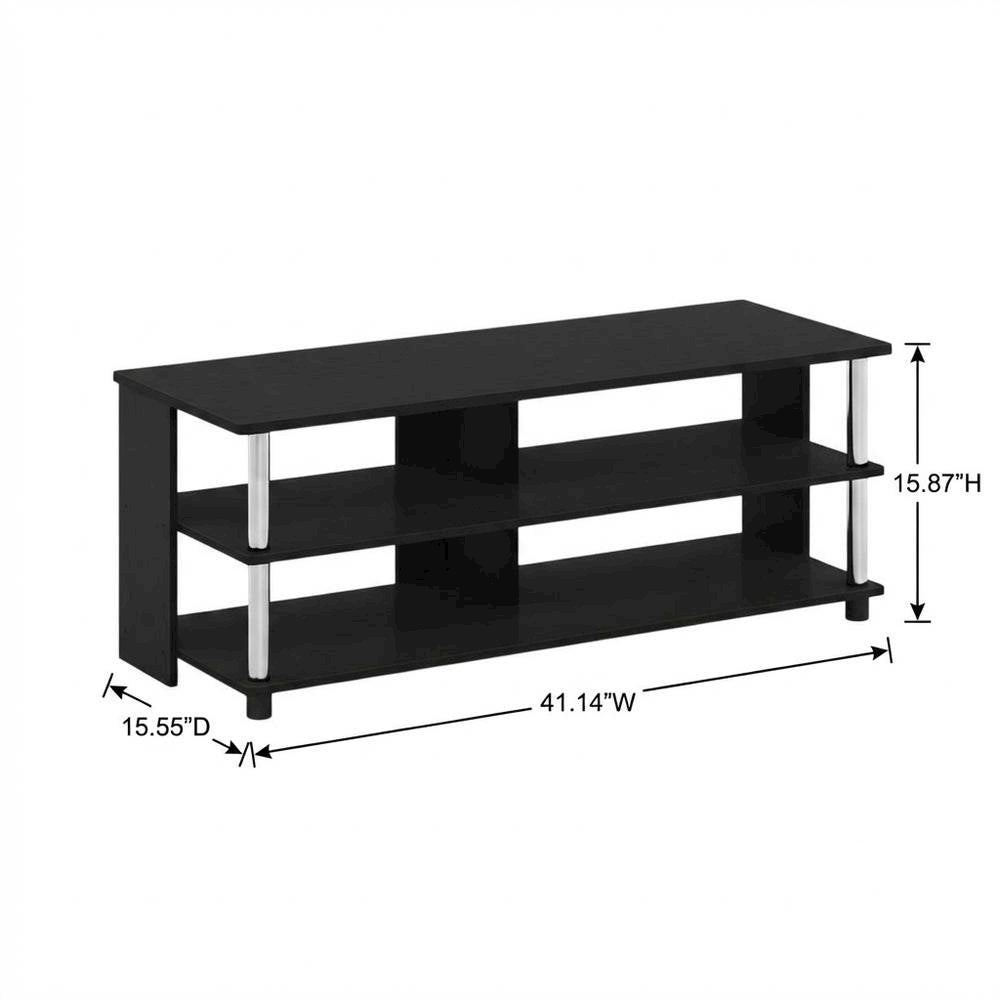 Engineered Wood TV stand in Americano finish with stainless steel tubes