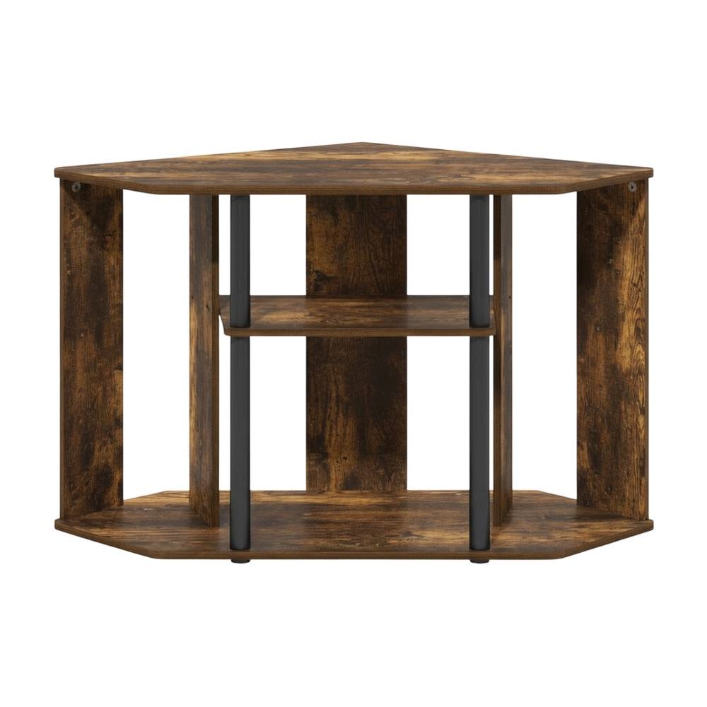 Engineered Wood TV Stand, Plastic Poles, Up to 43-Inch Screen in Amber Pine