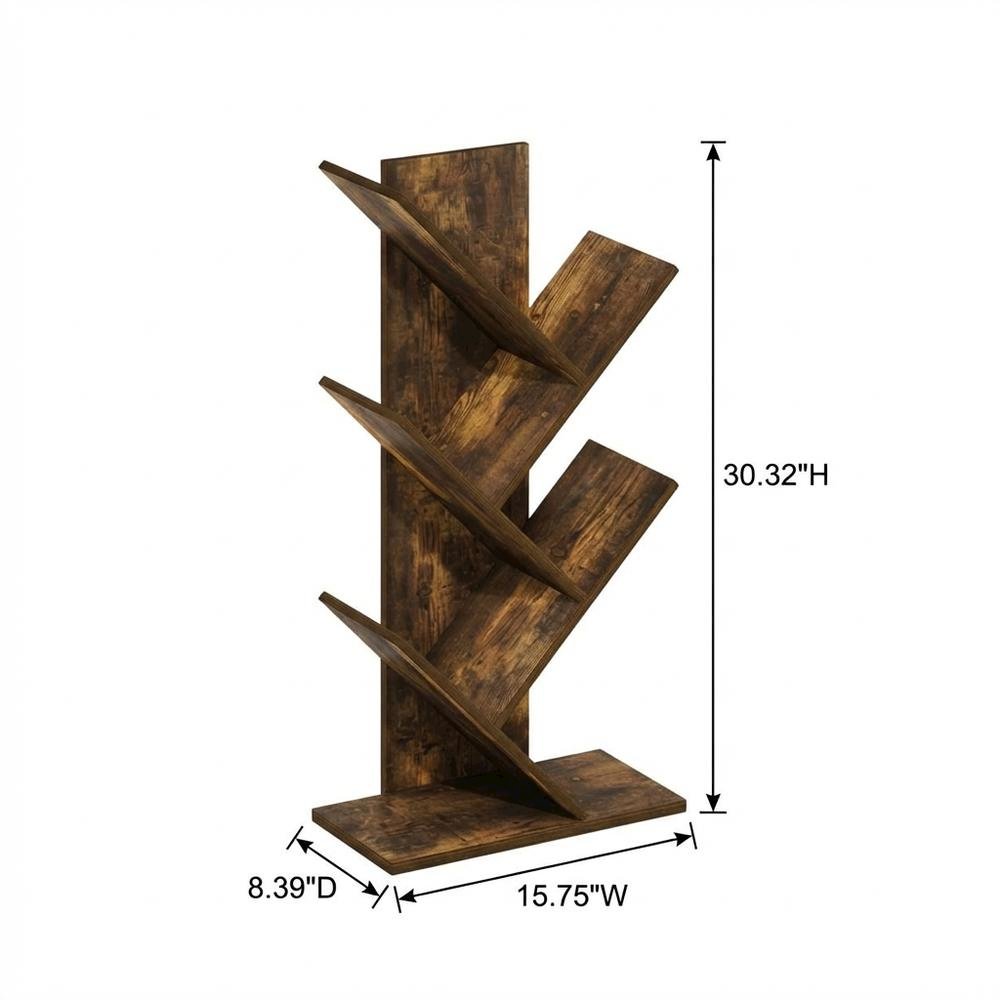 Engineered Wood Bookcase in Classic Brown Finish with Sturdy Shelving