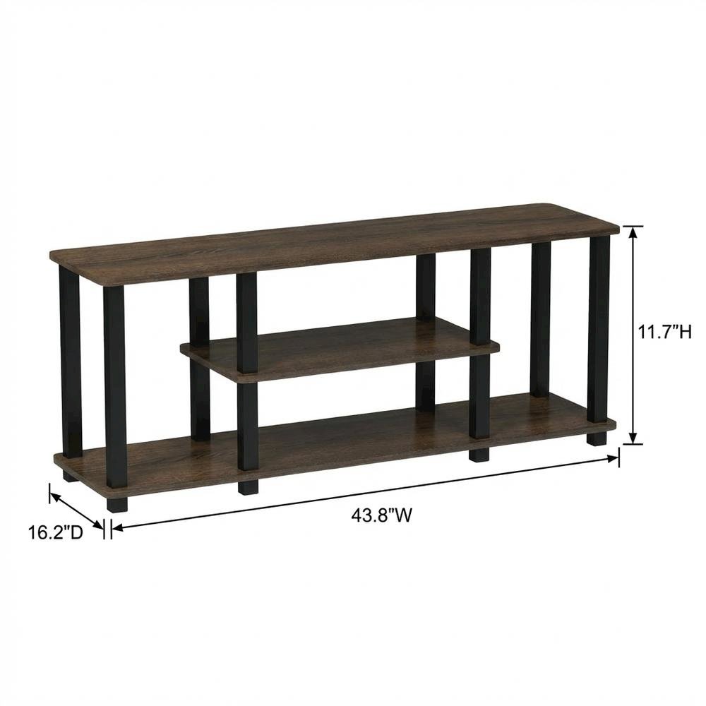 3-Tier TV Stand with Modern Wood Finish and Square Tube Design