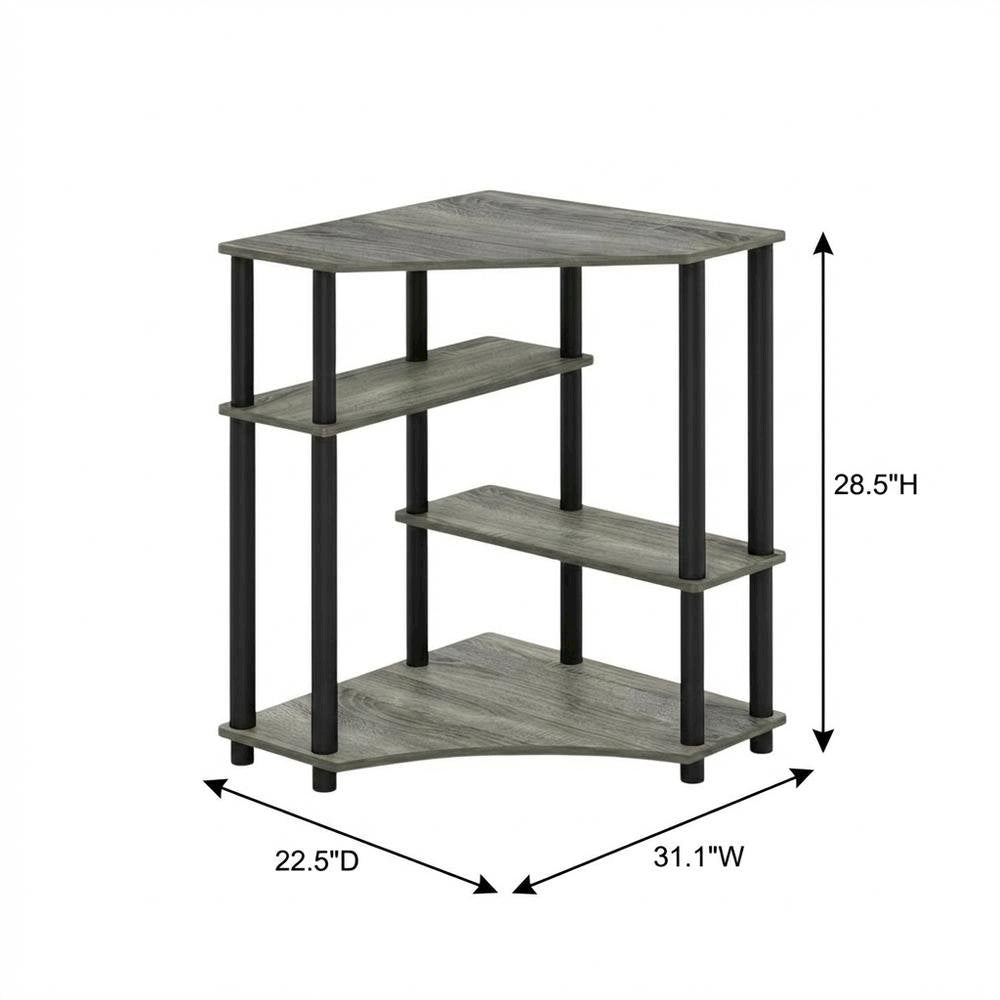 Gray Corner Desk With Shelves, Modern Ergonomic Design For Office Spaces