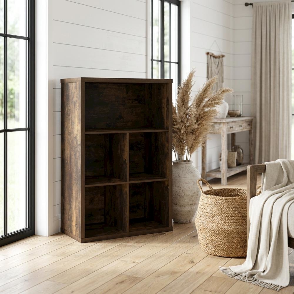 Engineered Wood bookcase with adjustable shelves for versatile storage