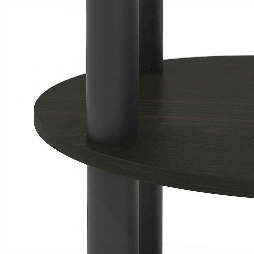 Round Engineered Wood End Table with Espresso and Black Finish