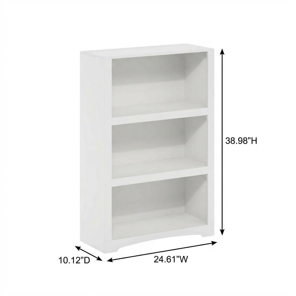 Engineered Wood White Bookcase with Spacious Shelves for Living Room Storage