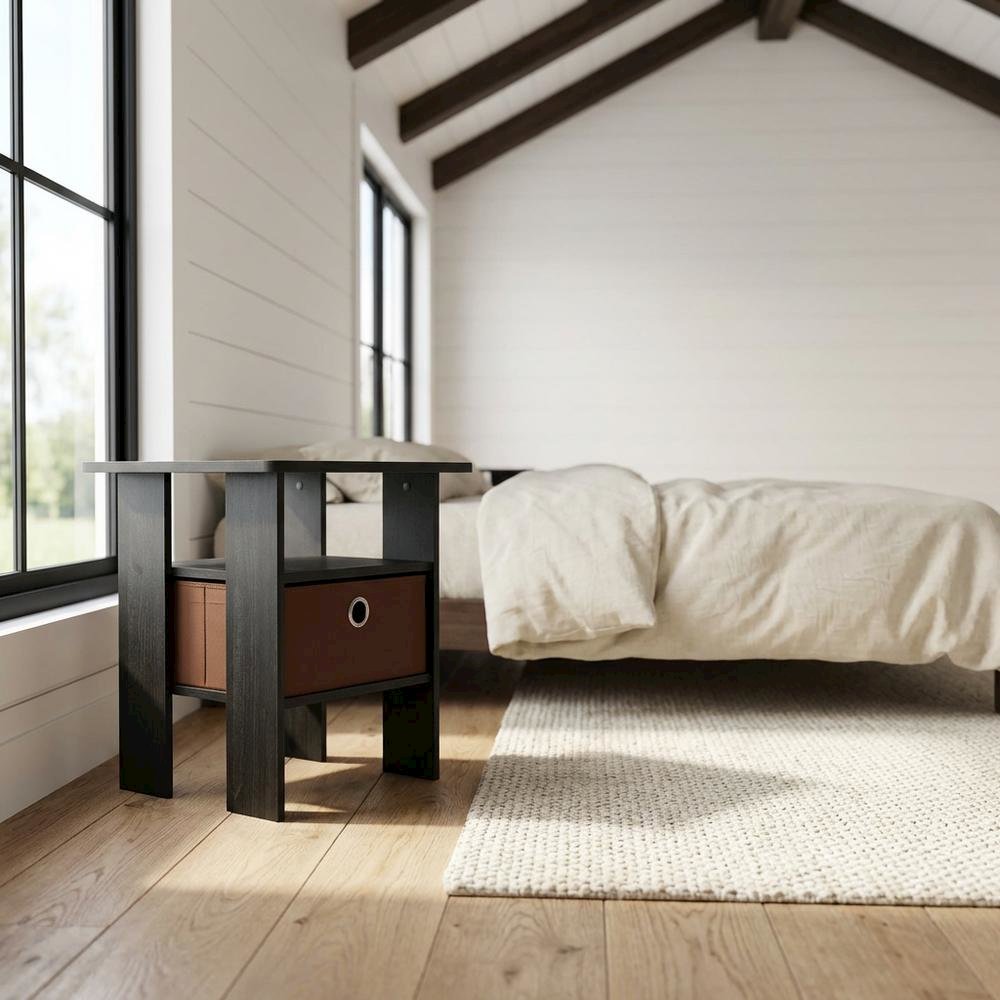Engineered Wood nightstand set with bin drawer in Americano finish