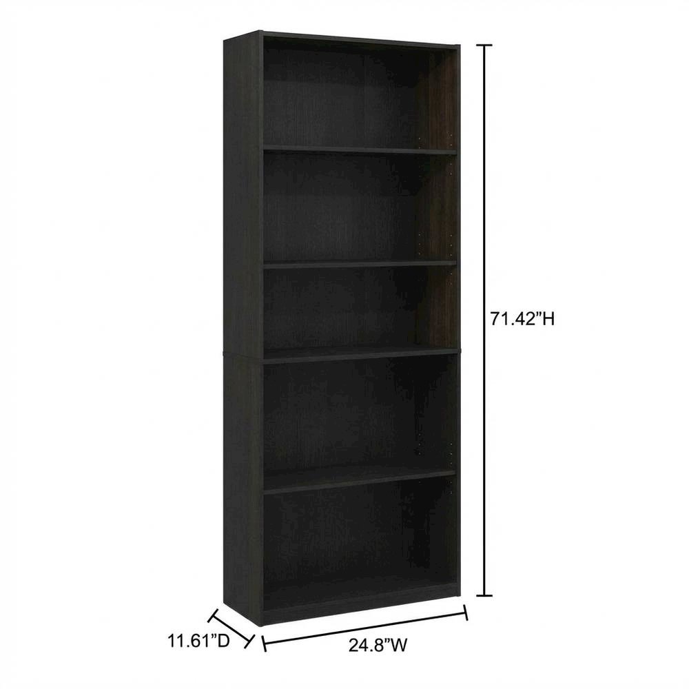 Engineered Wood Bookcase in Finish with Adjustable Shelves for Home Office