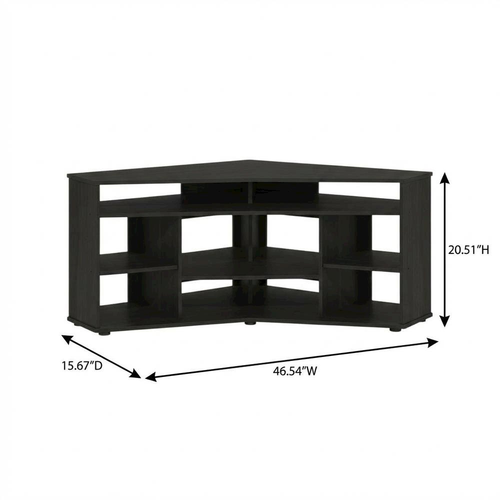 Corner TV stand, up to 55 inches, Engineered Wood, walnut veneer finish