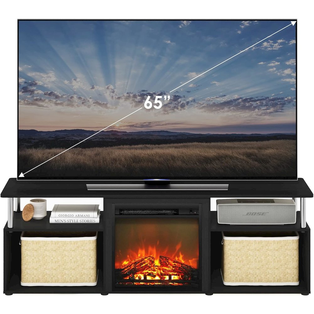 70 Inch Fireplace TV Stand with Four Shelves and Elegant Electric Insert
