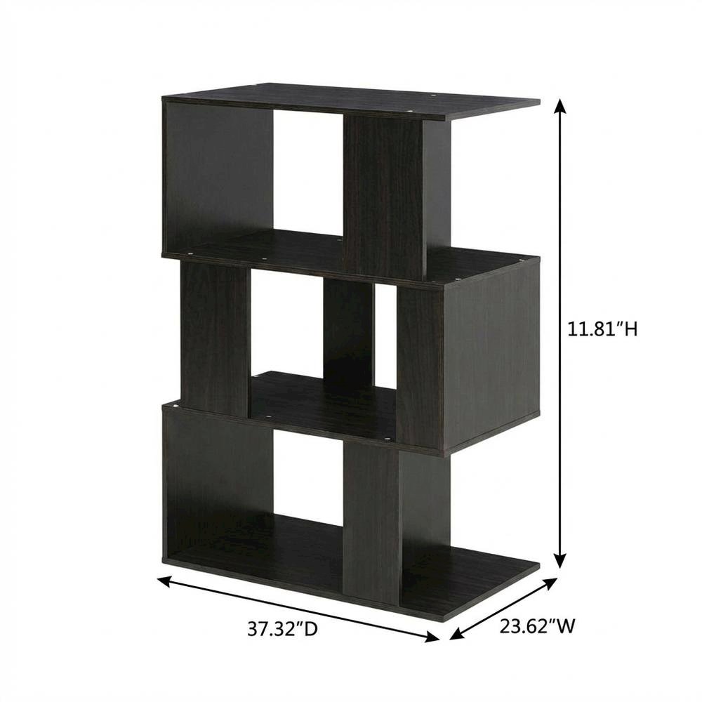 3-Tier Open Book Shelf with Rustic Engineered Wood Design