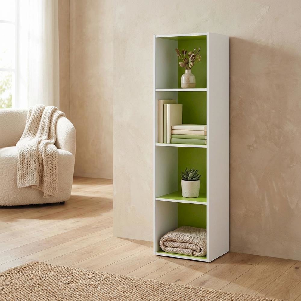 4-Tier Bookcase with Open Storage and Engineered Wood Construction