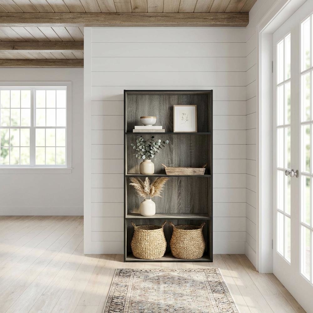 Engineered Wood Bookcase with Adjustable Shelves for Home Office Storage