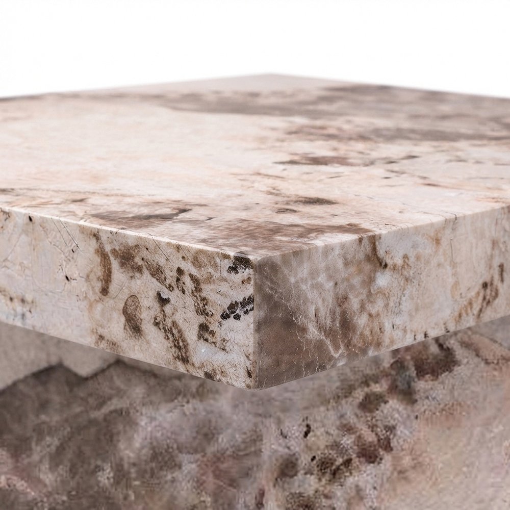 Engineered Stone Finish Coffee Table Single Piece Durable Surface, Modern Design