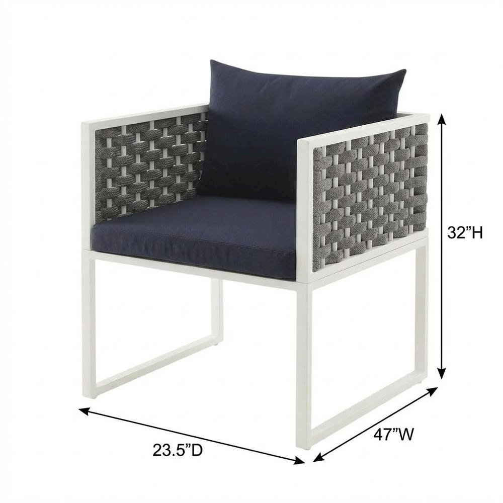 Aluminum Outdoor Patio Dining Armchair Set Of 2 With Cushioned Seating