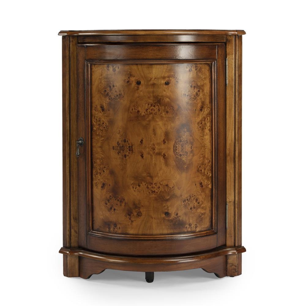Medium Brown Small Corner Cabinet with Doors for Storage and Display