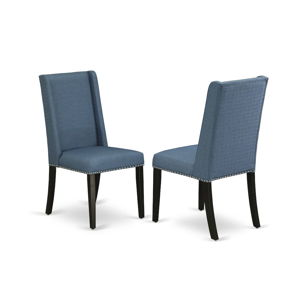 East West Furniture V677FL121-5 5-Piece Awesome kitchen table set an Excellent Distressed Jacobean dining table Top and 4 Stunning Linen Fabric Dining Chairs with Nail Heads and Stylish Chair Back, Wi