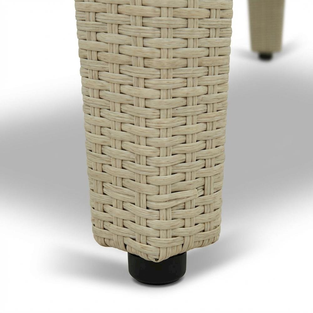 Neutral Linen Wicker Patio Set with Dining Table and 4 Outdoor Chairs