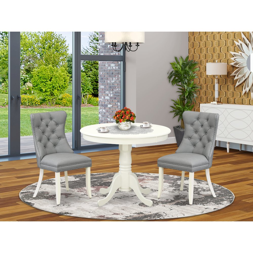 3 Piece Dining Set Consists of a Round Kitchen Table with Pedestal
