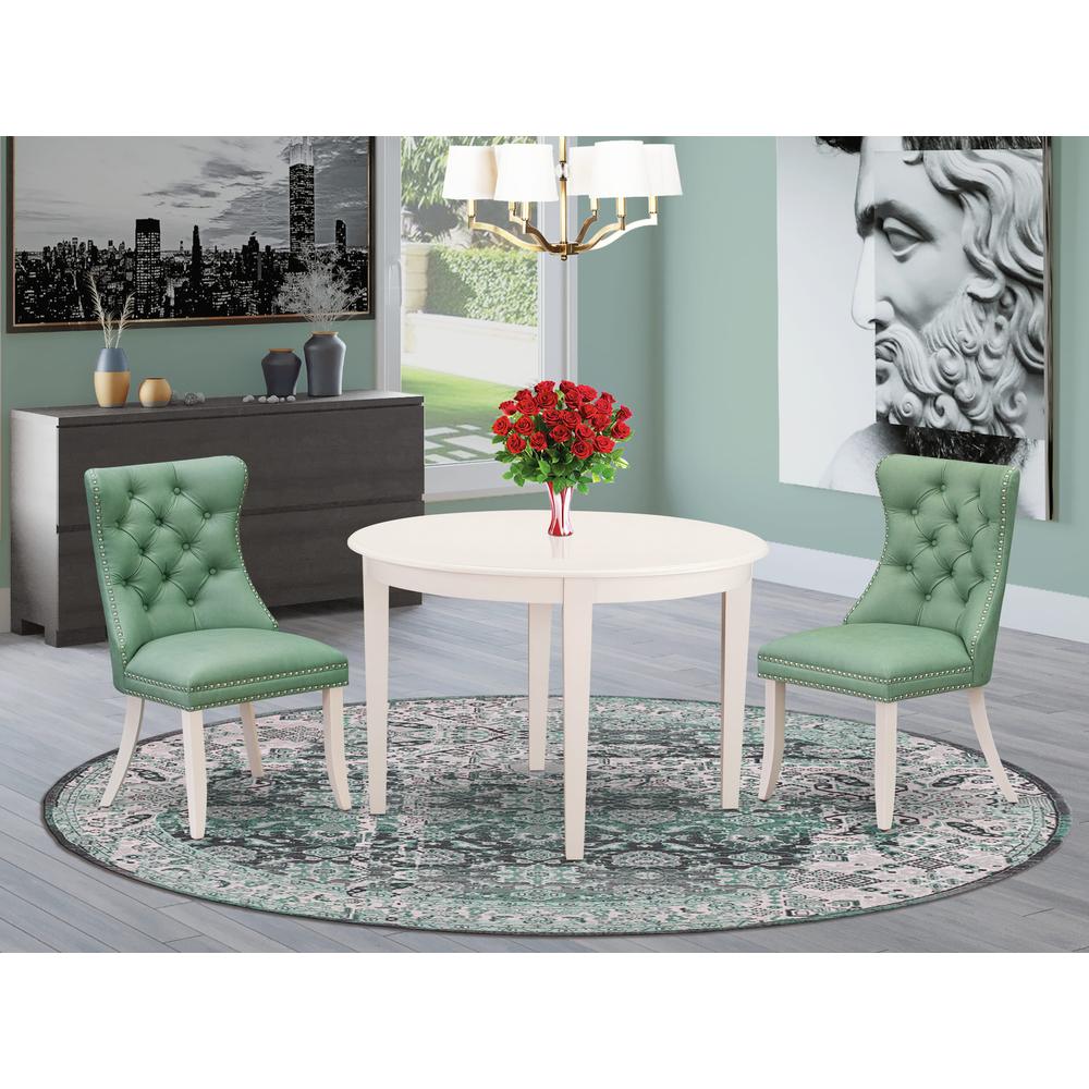 3 Piece Modern Dining Table Set Contains a Round Kitchen Table