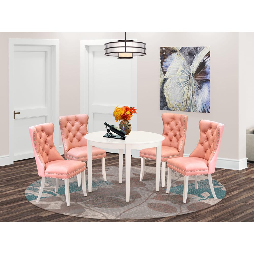 5 Piece Dining Room Furniture Set Contains a Round Dining Table