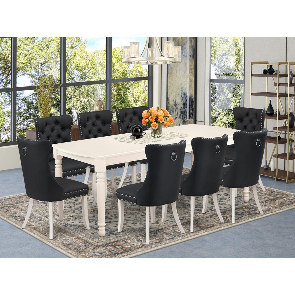 9 Piece Dinette Set Contains a Rectangle Dining Table with Butterfly Leaf