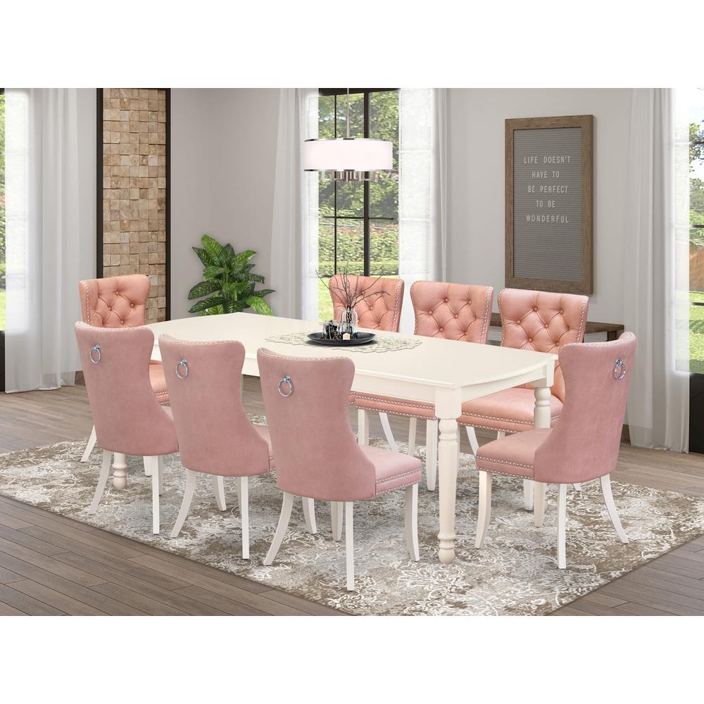 9 Piece Kitchen Set Contains a Rectangle Dining Table with Butterfly Leaf