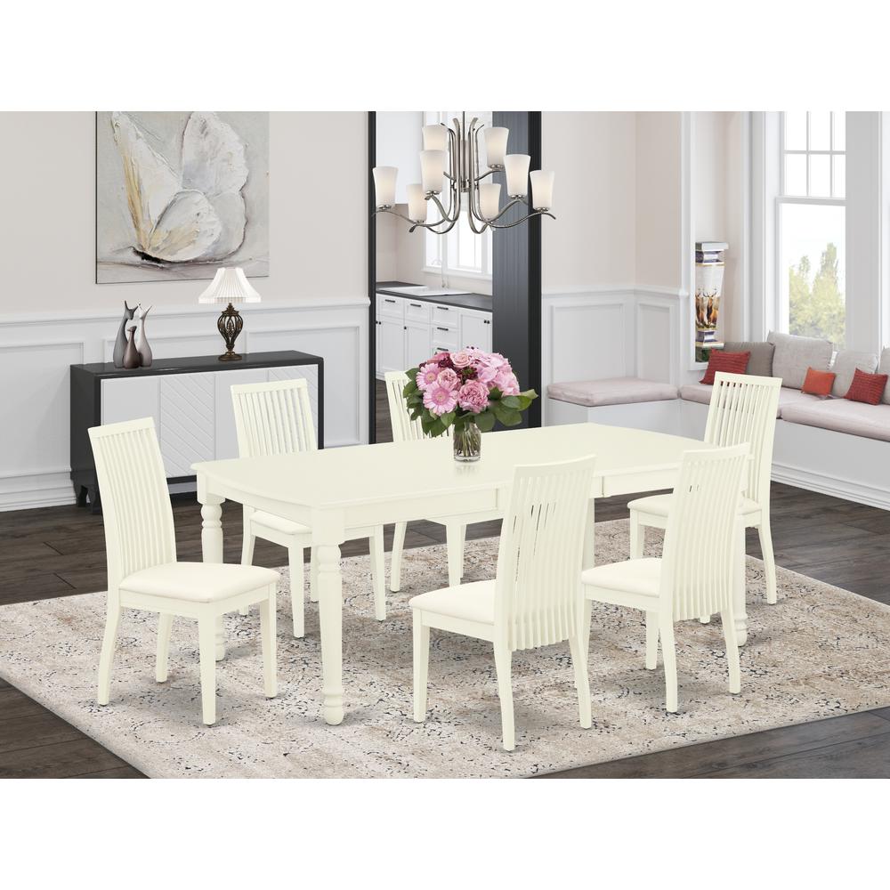 Dining Room Set Linen White, DOIP7-LWH-C
